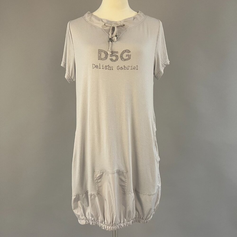 Women's Casual Loose Short Sleeve Top In Gray Size XS
